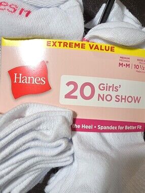 Hanes White No-Show Socks with Pink Logo Accent - 3 Pack
